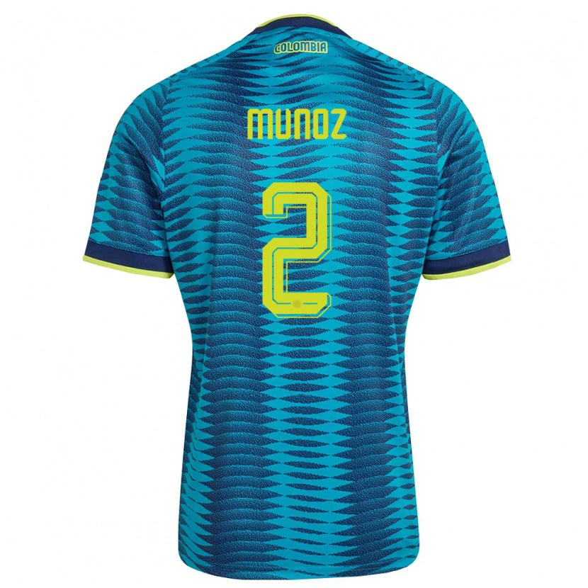 Danxen Hombre Camiseta Colombia Daniel Muñoz #2 Azul Amarillo Marino 2ª Equipación 26-28 La Camisa México