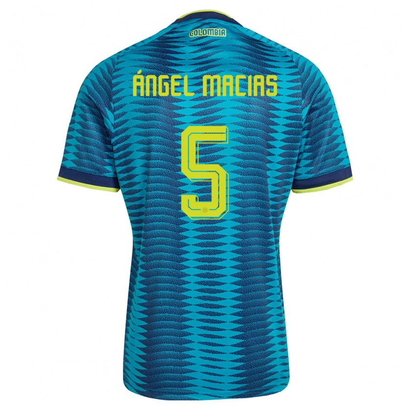 Danxen Hombre Camiseta Colombia Criss Ángel Macias #5 Azul Amarillo Marino 2ª Equipación 26-28 La Camisa México
