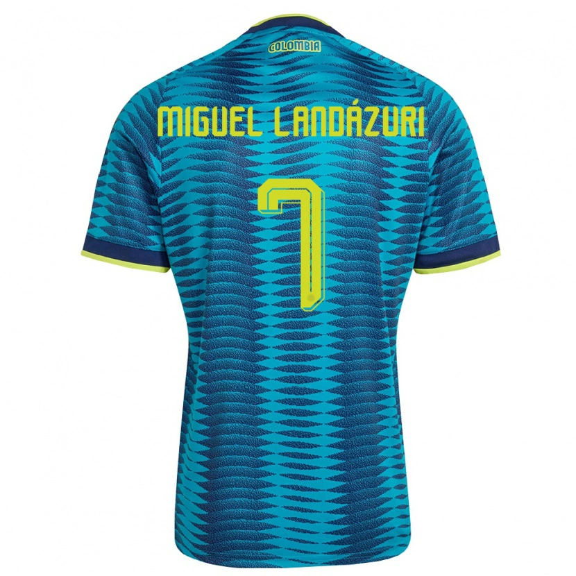Danxen Hombre Camiseta Colombia Luis Miguel Landázuri #7 Azul Amarillo Marino 2ª Equipación 26-28 La Camisa México