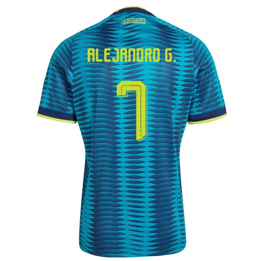 Danxen Hombre Camiseta Colombia Alejandro García #7 Azul Amarillo Marino 2ª Equipación 26-28 La Camisa México