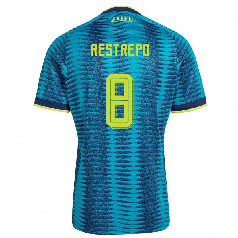 Danxen Hombre Camiseta Colombia Marcela Restrepo #8 Azul Amarillo Marino 2ª Equipación 26-28 La Camisa México