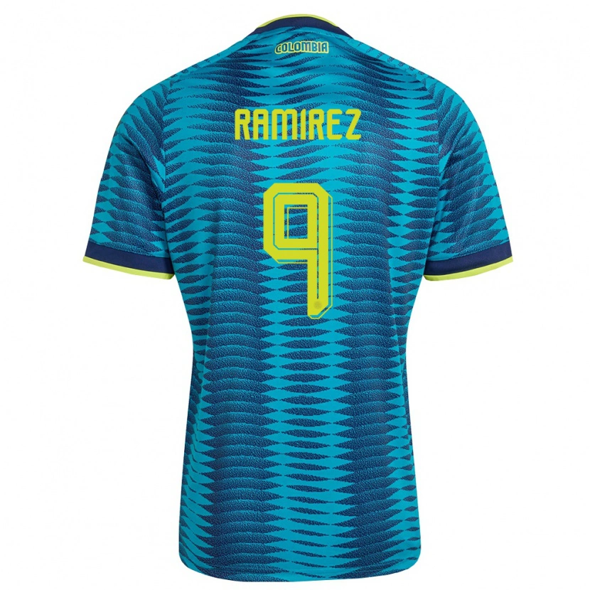 Danxen Hombre Camiseta Colombia Mayra Ramírez #9 Azul Amarillo Marino 2ª Equipación 26-28 La Camisa México