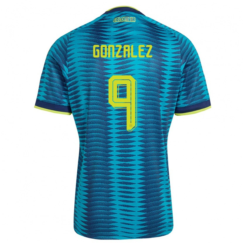 Danxen Hombre Camiseta Colombia Manuela González #9 Azul Amarillo Marino 2ª Equipación 26-28 La Camisa México