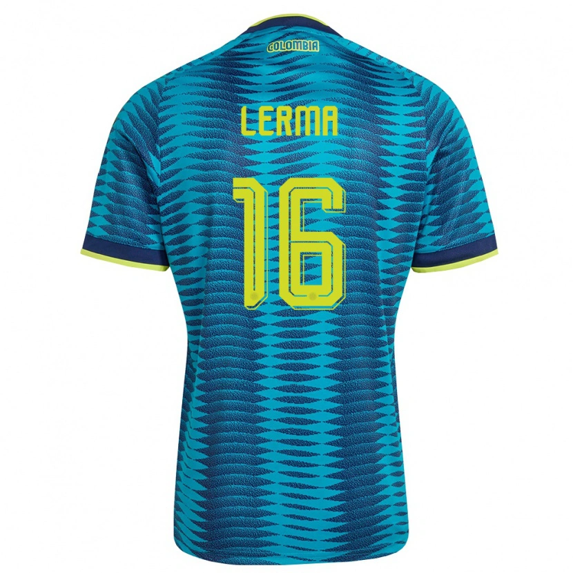 Danxen Hombre Camiseta Colombia Jefferson Lerma #16 Azul Amarillo Marino 2ª Equipación 26-28 La Camisa México