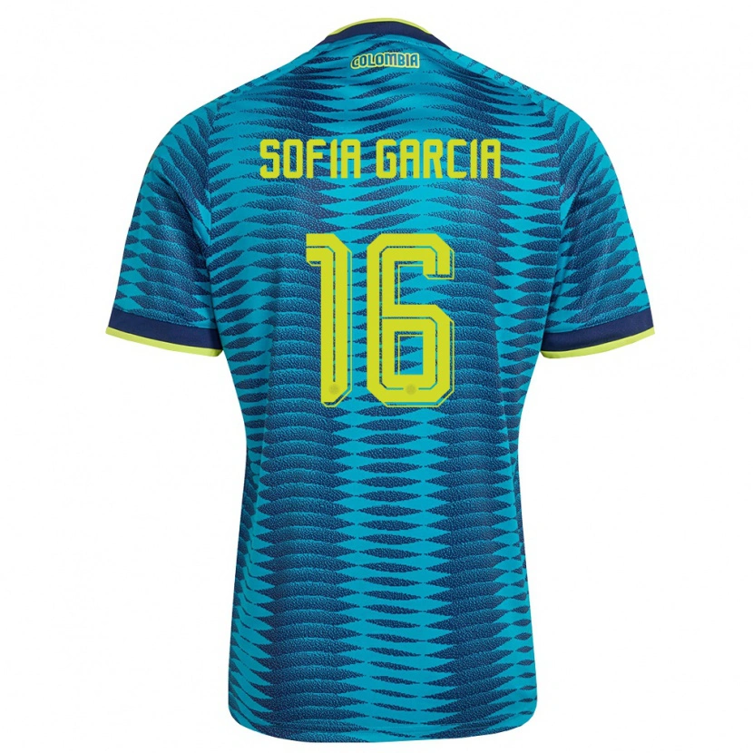 Danxen Hombre Camiseta Colombia Sofía García #16 Azul Amarillo Marino 2ª Equipación 26-28 La Camisa México