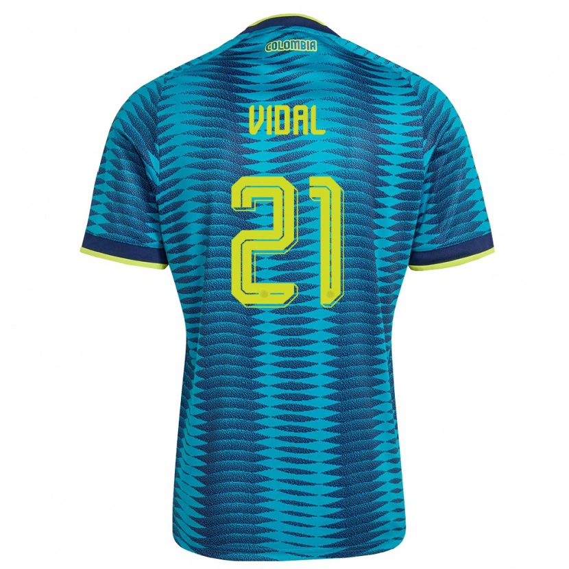 Danxen Hombre Camiseta Colombia Ingrid Vidal #21 Azul Amarillo Marino 2ª Equipación 26-28 La Camisa México