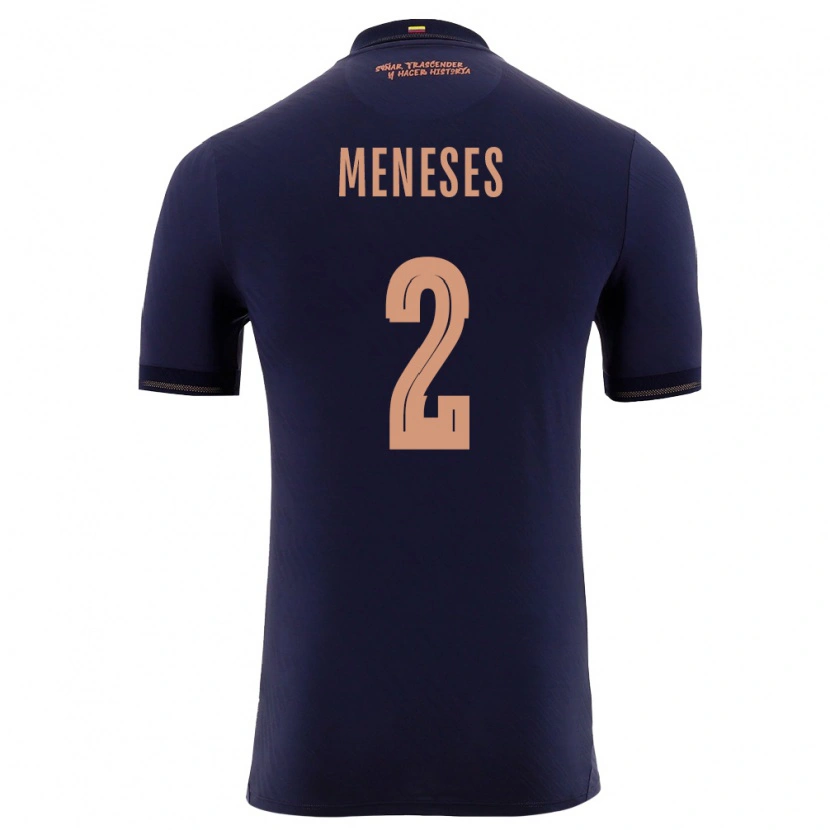 Danxen Hombre Camiseta Ecuador Randy Meneses #2 Marino Oro 2ª Equipación 26-28 La Camisa México