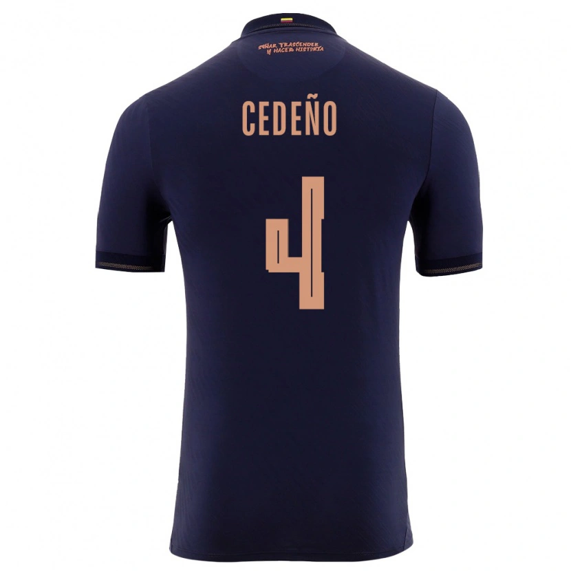 Danxen Hombre Camiseta Ecuador Stefany Cedeno #4 Marino Oro 2ª Equipación 26-28 La Camisa México