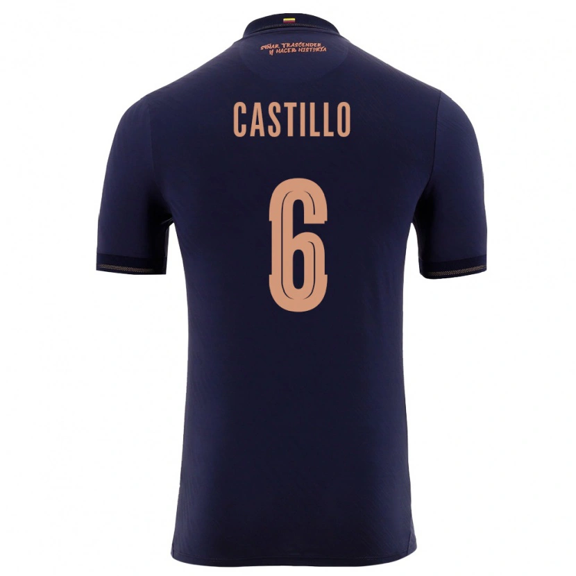 Danxen Hombre Camiseta Ecuador Byron Castillo #6 Marino Oro 2ª Equipación 26-28 La Camisa México