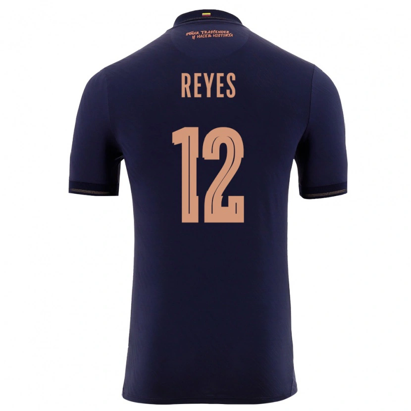 Danxen Hombre Camiseta Ecuador Jhafets Reyes #12 Marino Oro 2ª Equipación 26-28 La Camisa México
