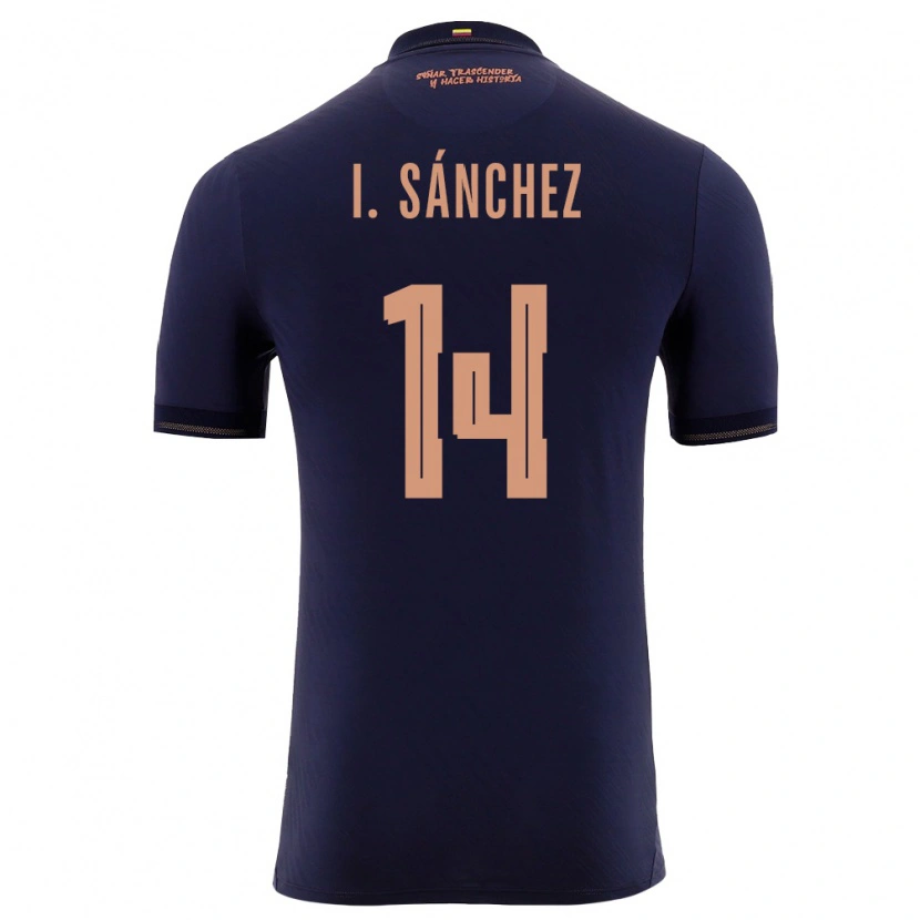 Danxen Hombre Camiseta Ecuador Isaac Sánchez #14 Marino Oro 2ª Equipación 26-28 La Camisa México