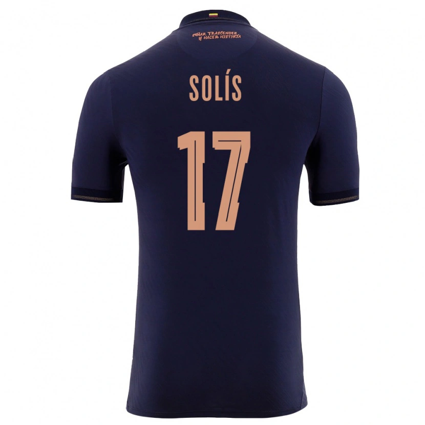 Danxen Hombre Camiseta Ecuador Mathias Solis #17 Marino Oro 2ª Equipación 26-28 La Camisa México