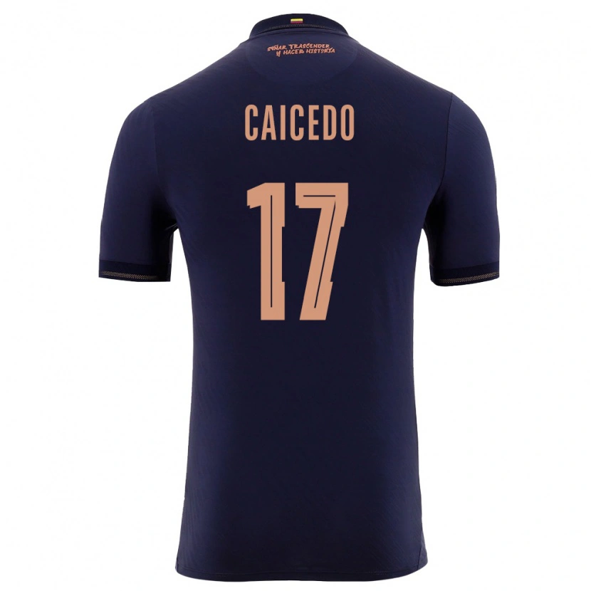 Danxen Hombre Camiseta Ecuador Yorkaeff Caicedo #17 Marino Oro 2ª Equipación 26-28 La Camisa México
