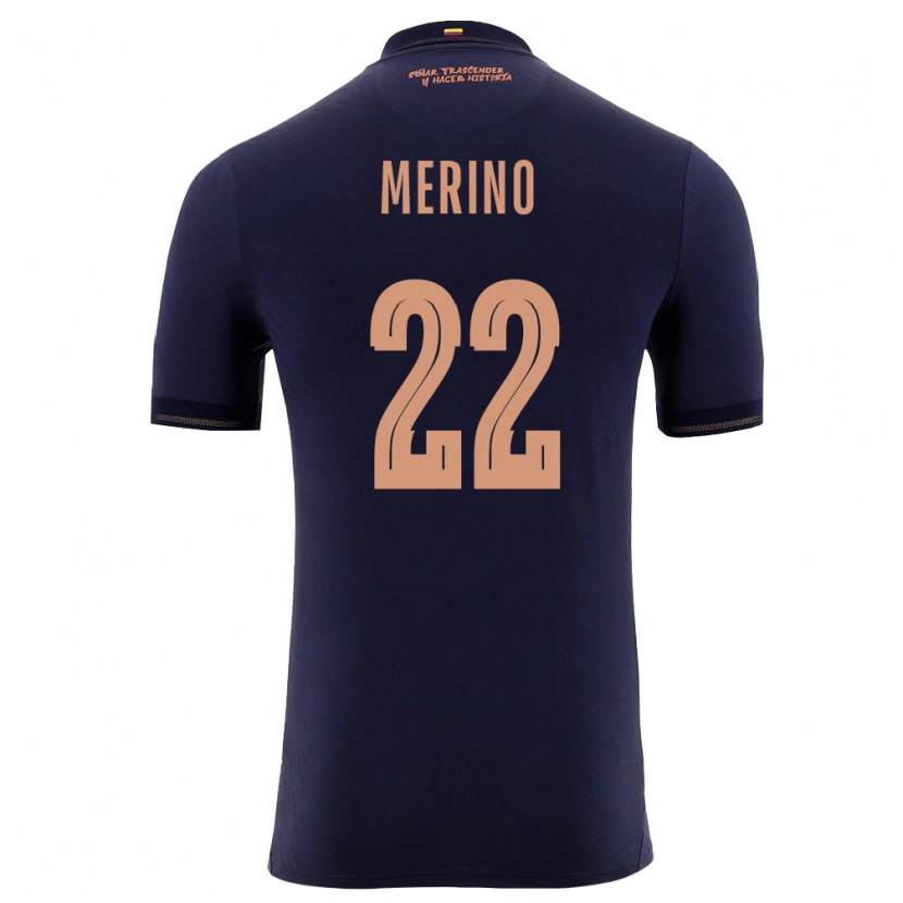 Danxen Hombre Camiseta Ecuador Matías Merino #22 Marino Oro 2ª Equipación 26-28 La Camisa México