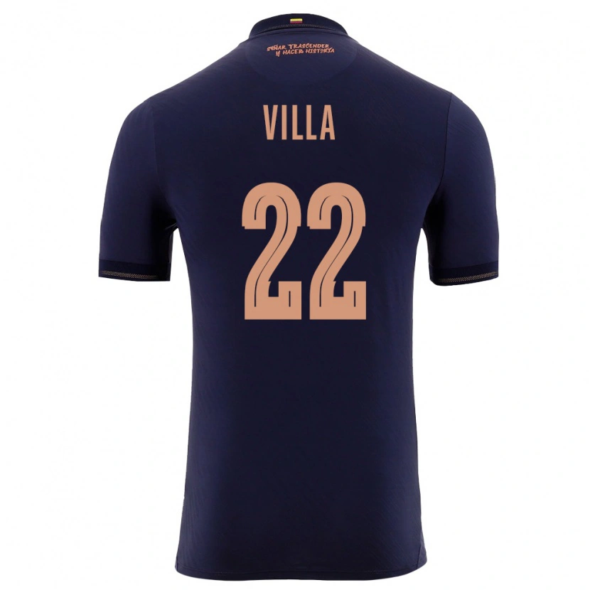 Danxen Hombre Camiseta Ecuador Alexis Villa #22 Marino Oro 2ª Equipación 26-28 La Camisa México