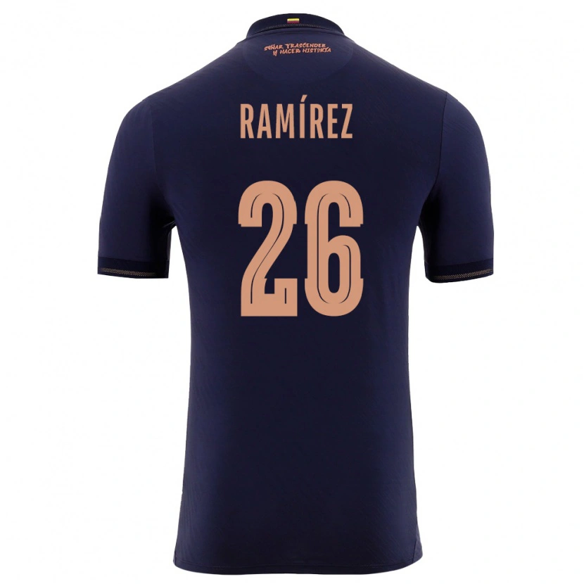 Danxen Hombre Camiseta Ecuador Bryan Ramírez #26 Marino Oro 2ª Equipación 26-28 La Camisa México