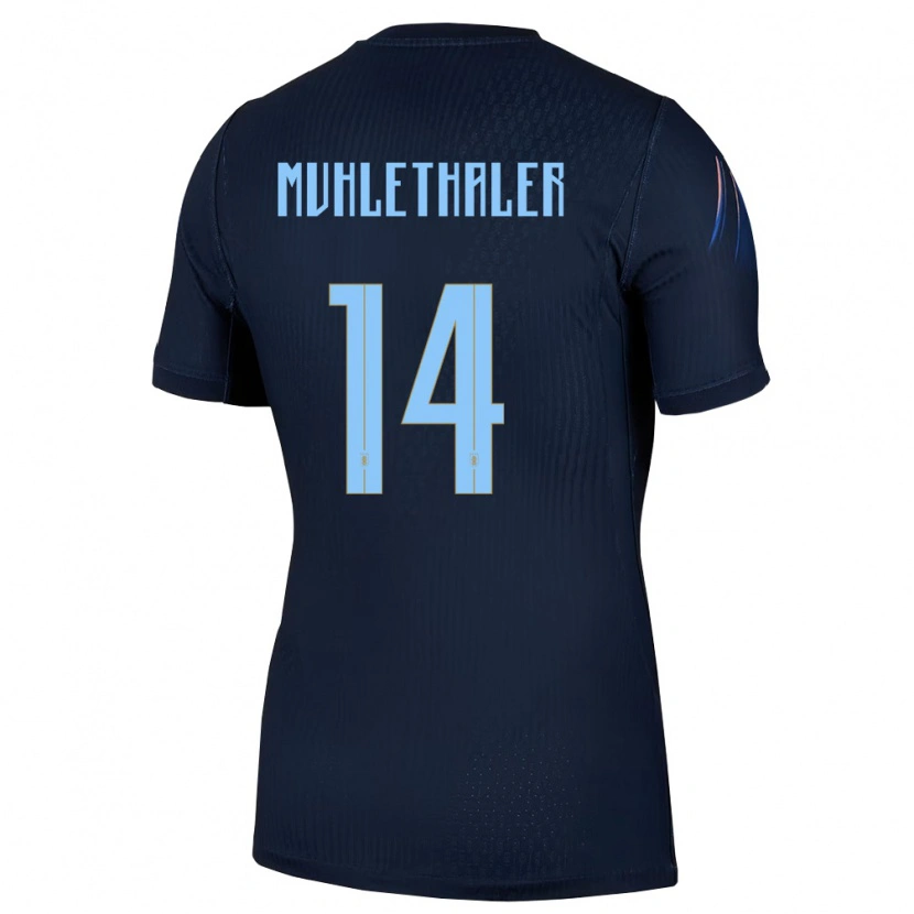 Danxen Hombre Camiseta Uruguay Stiven Muhlethaler #14 Negro Azul 2ª Equipación 26-28 La Camisa México