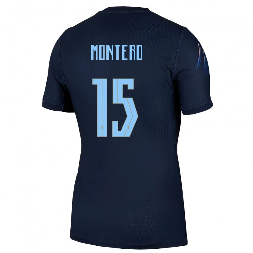 Danxen Hombre Camiseta Uruguay Alfonso Montero #15 Negro Azul 2ª Equipación 26-28 La Camisa México