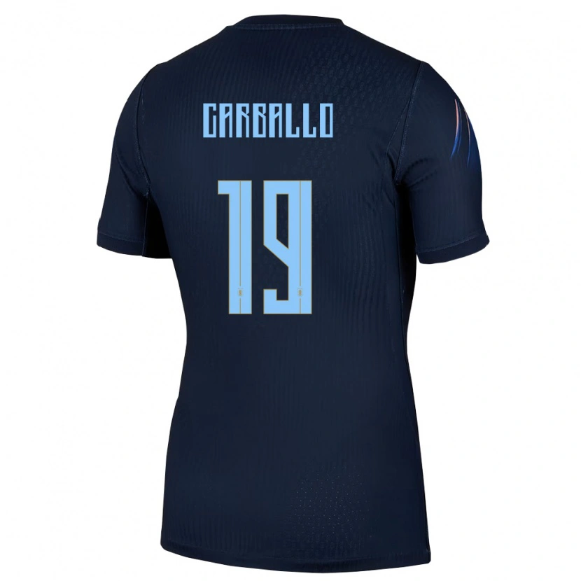 Danxen Hombre Camiseta Uruguay Wendy Carballo #19 Negro Azul 2ª Equipación 26-28 La Camisa México