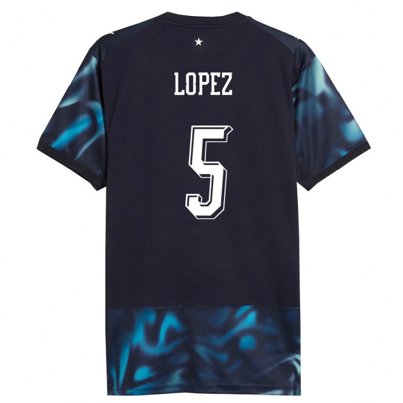 Danxen Hombre Camiseta Paraguay Óscar López #5 Marino Azul Cielo 2ª Equipación 26-28 La Camisa México