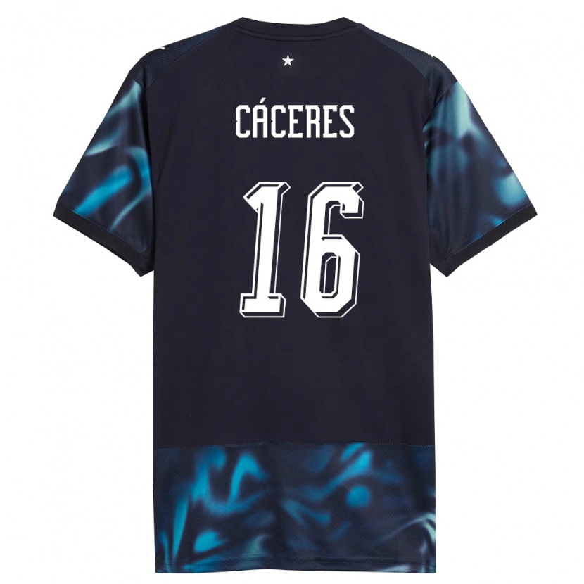 Danxen Hombre Camiseta Paraguay Manuel Cáceres #16 Marino Azul Cielo 2ª Equipación 26-28 La Camisa México