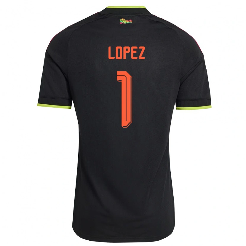Danxen Hombre Camiseta Perú Karla Lopez #1 Negro Amarillo Rosa 2ª Equipación 26-28 La Camisa México