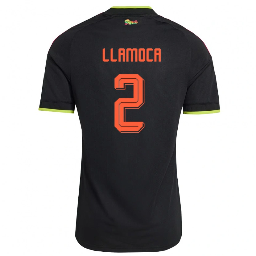 Danxen Hombre Camiseta Perú Braelynn Llamoca #2 Negro Amarillo Rosa 2ª Equipación 26-28 La Camisa México