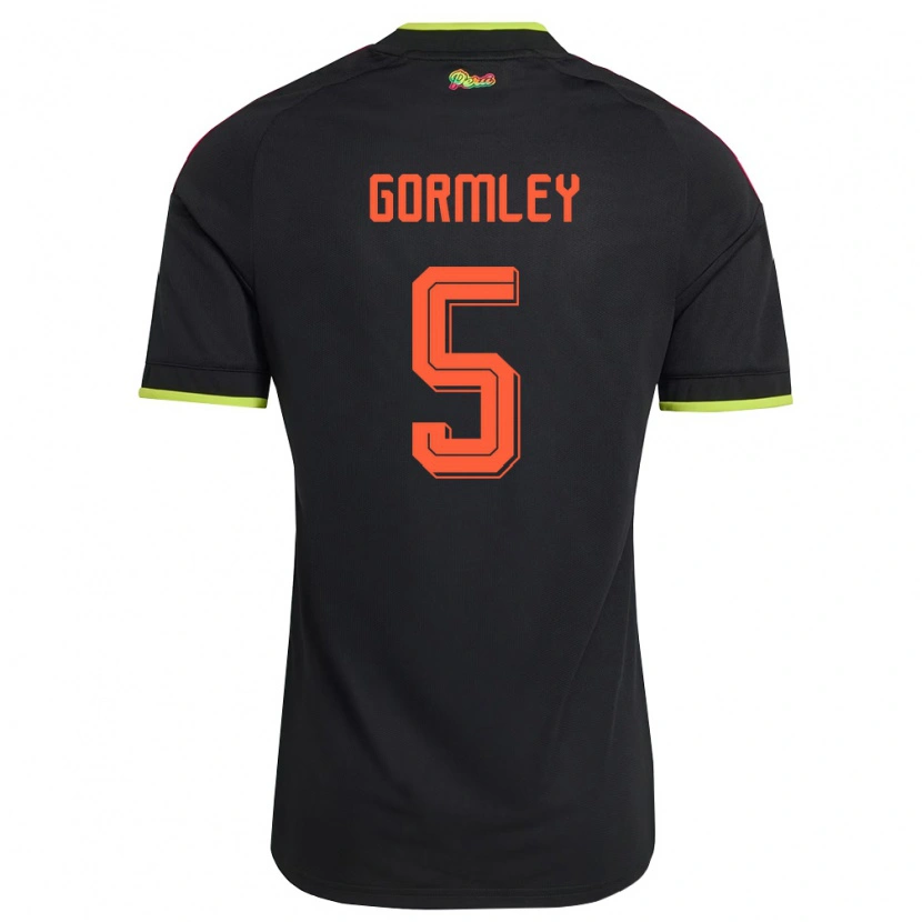 Danxen Hombre Camiseta Perú Sean Gormley #5 Negro Amarillo Rosa 2ª Equipación 26-28 La Camisa México