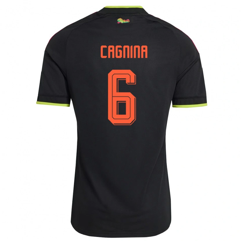 Danxen Hombre Camiseta Perú Claudia Cagnina #6 Negro Amarillo Rosa 2ª Equipación 26-28 La Camisa México