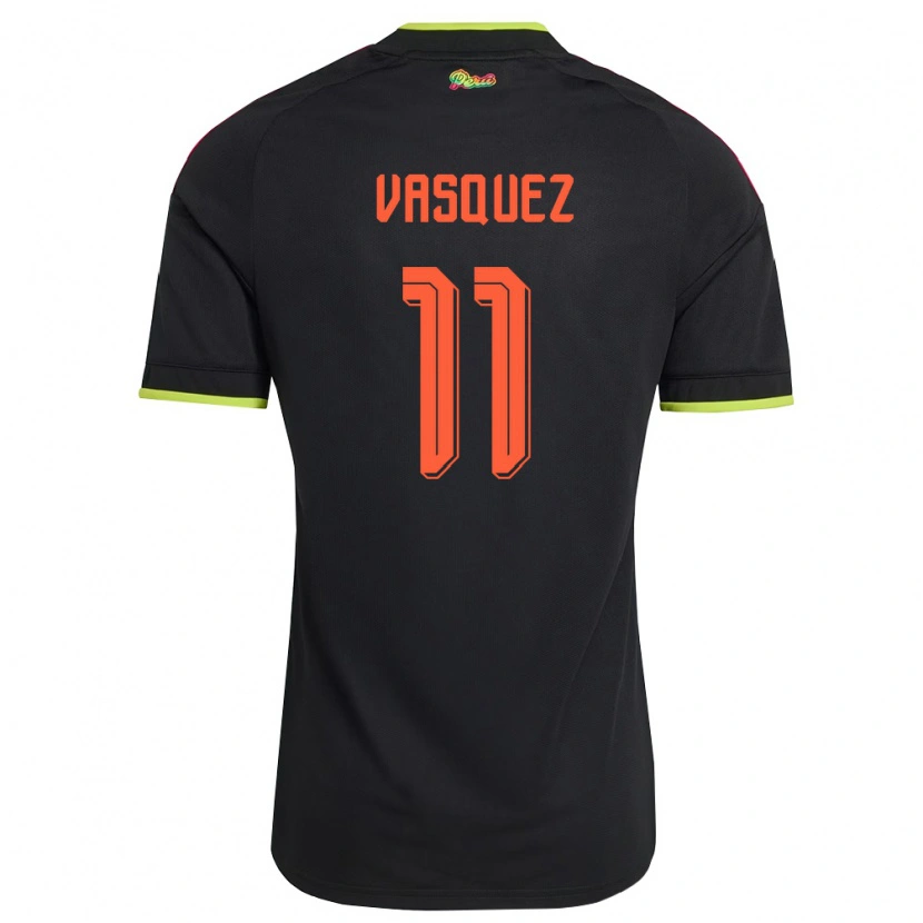 Danxen Hombre Camiseta Perú Diether Vásquez #11 Negro Amarillo Rosa 2ª Equipación 26-28 La Camisa México