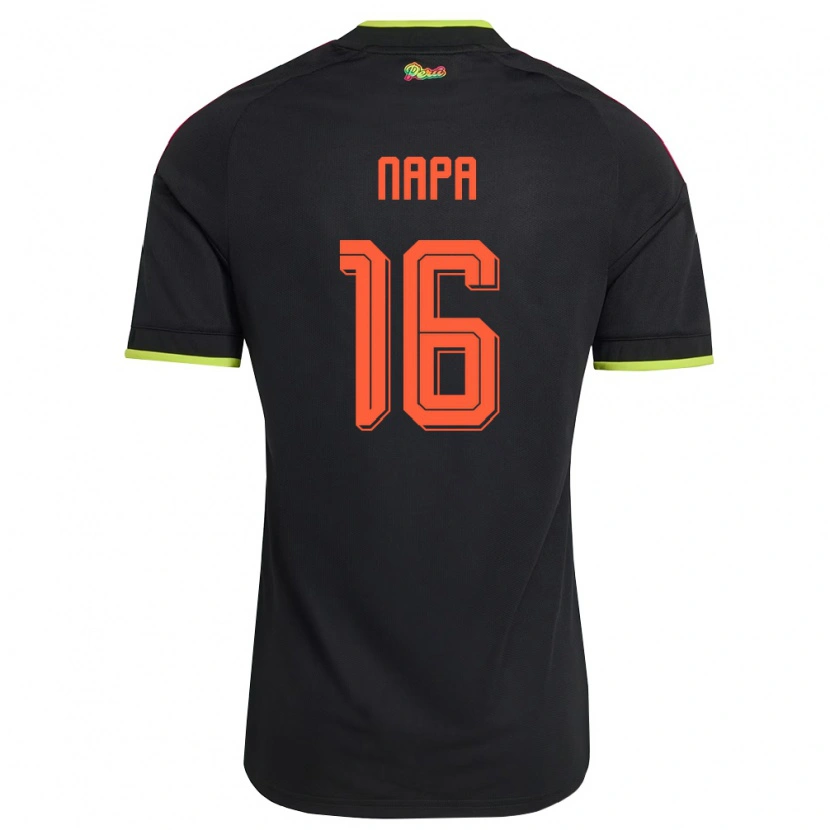 Danxen Hombre Camiseta Perú Luciano Napa #16 Negro Amarillo Rosa 2ª Equipación 26-28 La Camisa México