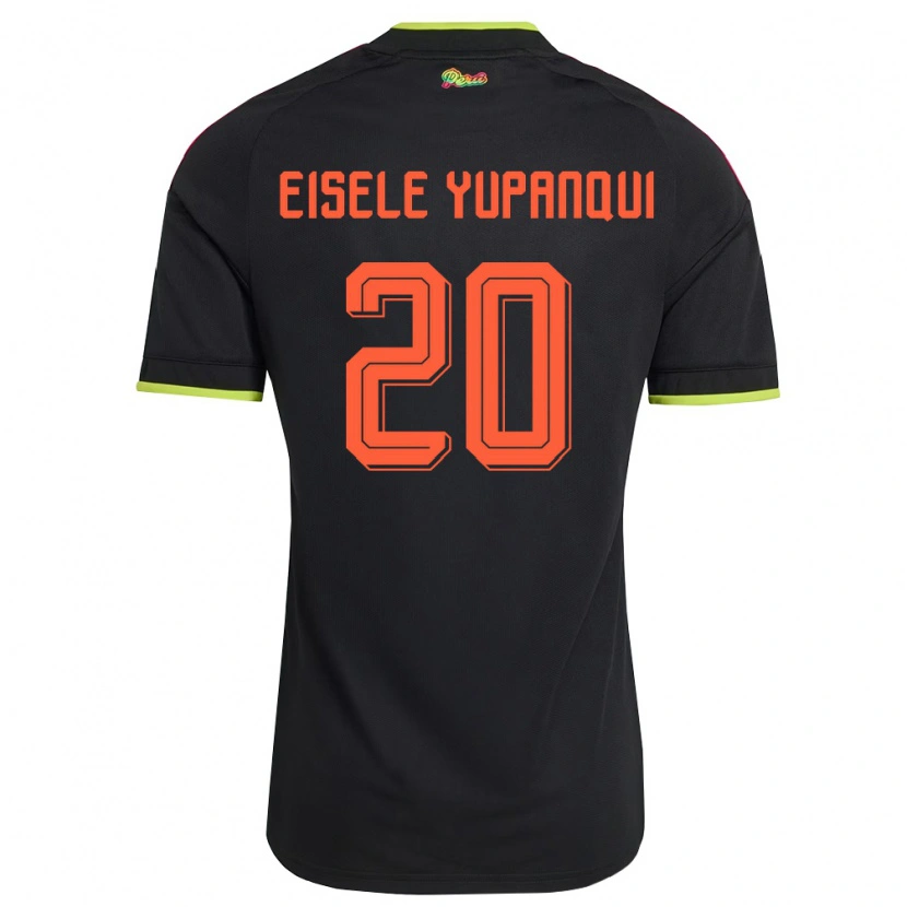 Danxen Hombre Camiseta Perú Philipp Eisele Yupanqui #20 Negro Amarillo Rosa 2ª Equipación 26-28 La Camisa México