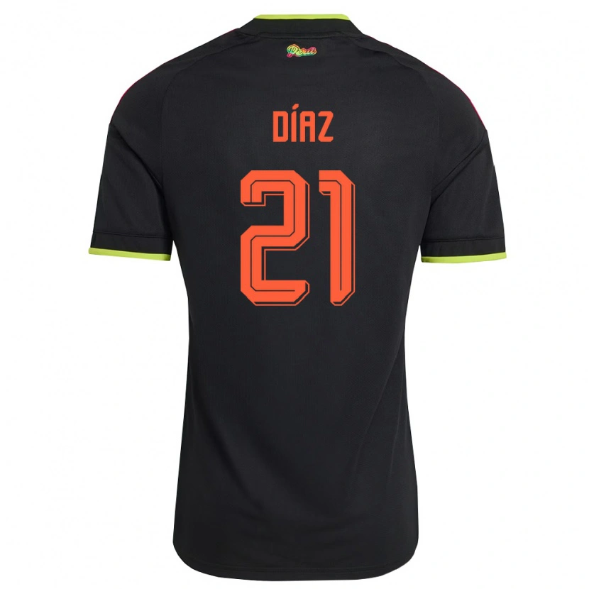 Danxen Hombre Camiseta Perú Matías Díaz #21 Negro Amarillo Rosa 2ª Equipación 26-28 La Camisa México