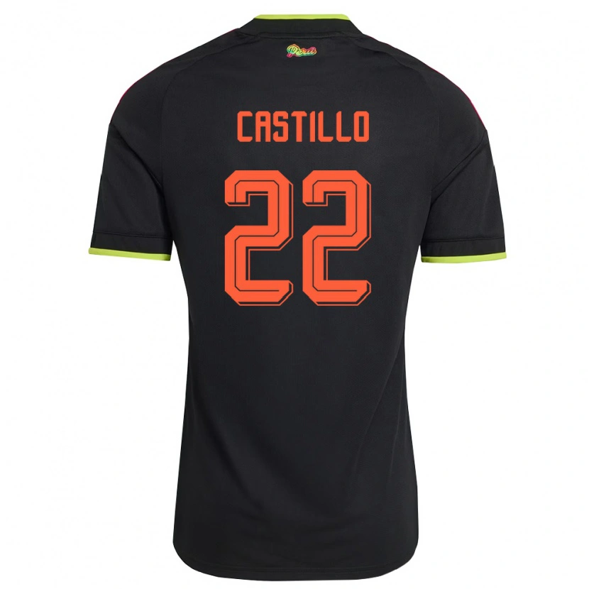 Danxen Hombre Camiseta Perú Dayron Castillo #22 Negro Amarillo Rosa 2ª Equipación 26-28 La Camisa México