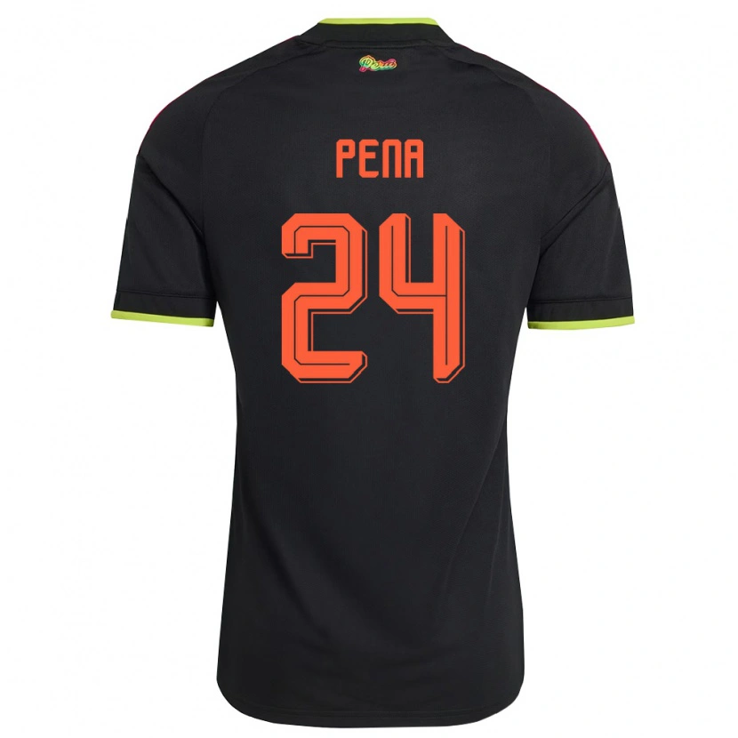 Danxen Hombre Camiseta Perú Luciano Pena #24 Negro Amarillo Rosa 2ª Equipación 26-28 La Camisa México