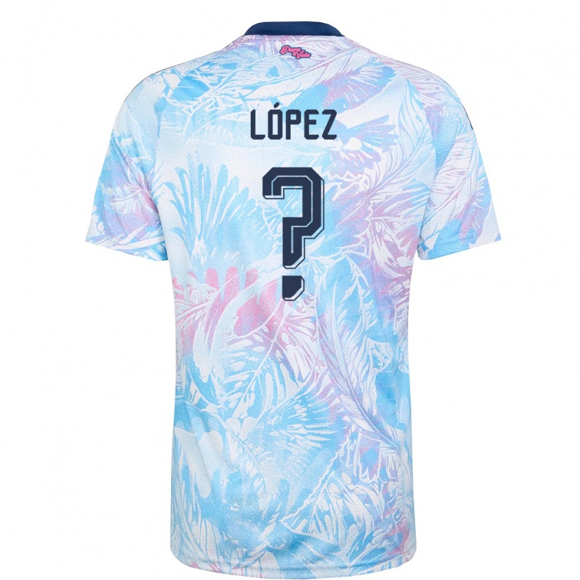 Danxen Hombre Camiseta Costa Rica Douglas López #0 Azul Cielo Marino Rosa 2ª Equipación 26-28 La Camisa México
