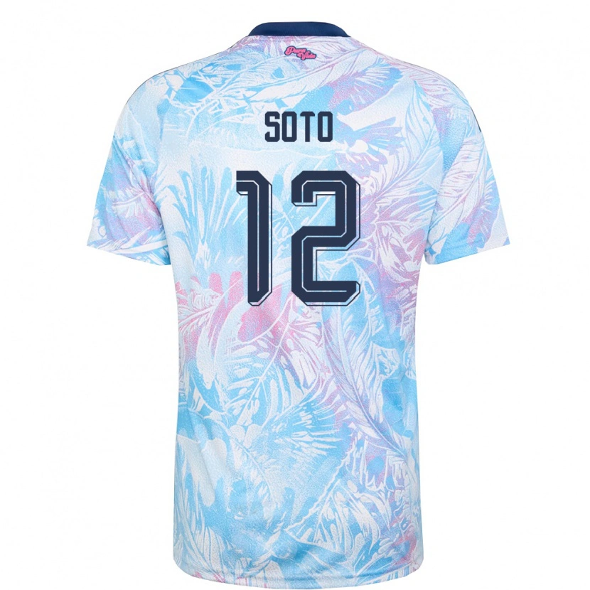Danxen Hombre Camiseta Costa Rica Andrey Soto #12 Azul Cielo Marino Rosa 2ª Equipación 26-28 La Camisa México