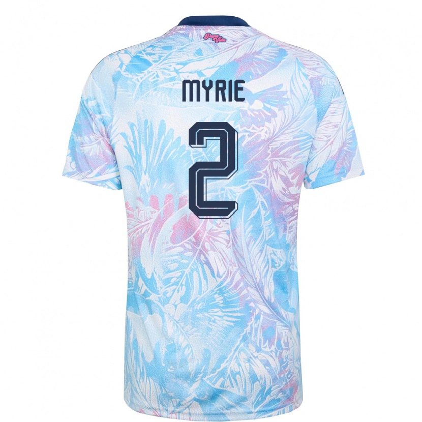 Danxen Hombre Camiseta Costa Rica Kenan Myrie #2 Azul Cielo Marino Rosa 2ª Equipación 26-28 La Camisa México