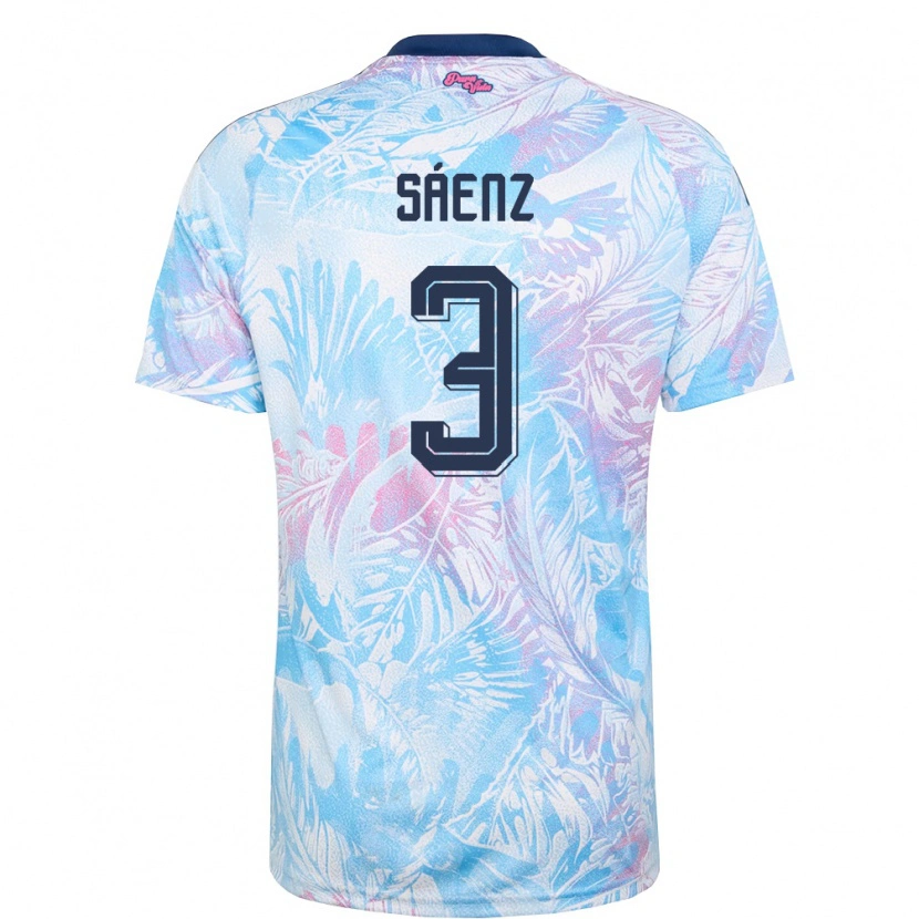 Danxen Hombre Camiseta Costa Rica Sleiner Sáenz #3 Azul Cielo Marino Rosa 2ª Equipación 26-28 La Camisa México