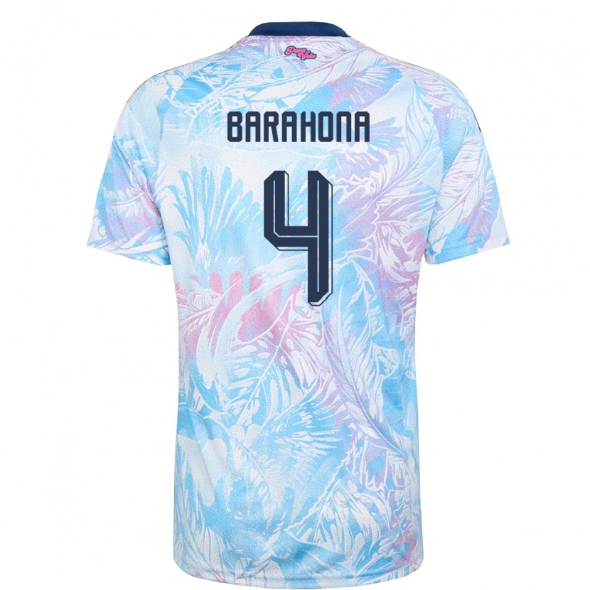 Danxen Hombre Camiseta Costa Rica Carlos Barahona #4 Azul Cielo Marino Rosa 2ª Equipación 26-28 La Camisa México