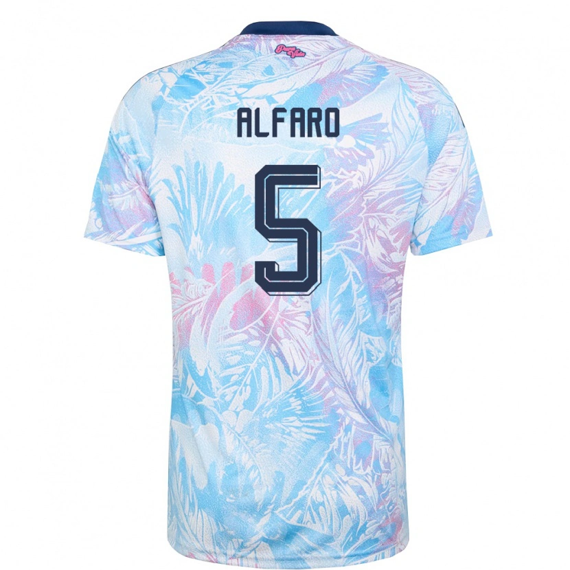 Danxen Hombre Camiseta Costa Rica Yordi Alfaro #5 Azul Cielo Marino Rosa 2ª Equipación 26-28 La Camisa México