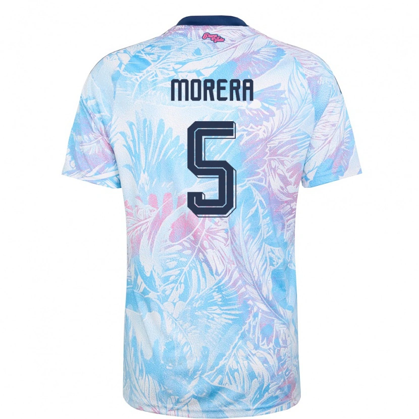 Danxen Hombre Camiseta Costa Rica Andrés Morera #5 Azul Cielo Marino Rosa 2ª Equipación 26-28 La Camisa México
