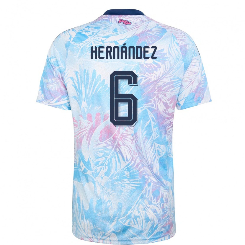 Danxen Hombre Camiseta Costa Rica Jeremi Hernández #6 Azul Cielo Marino Rosa 2ª Equipación 26-28 La Camisa México