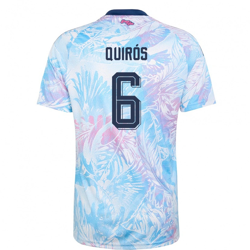 Danxen Hombre Camiseta Costa Rica Santiago Quirós #6 Azul Cielo Marino Rosa 2ª Equipación 26-28 La Camisa México
