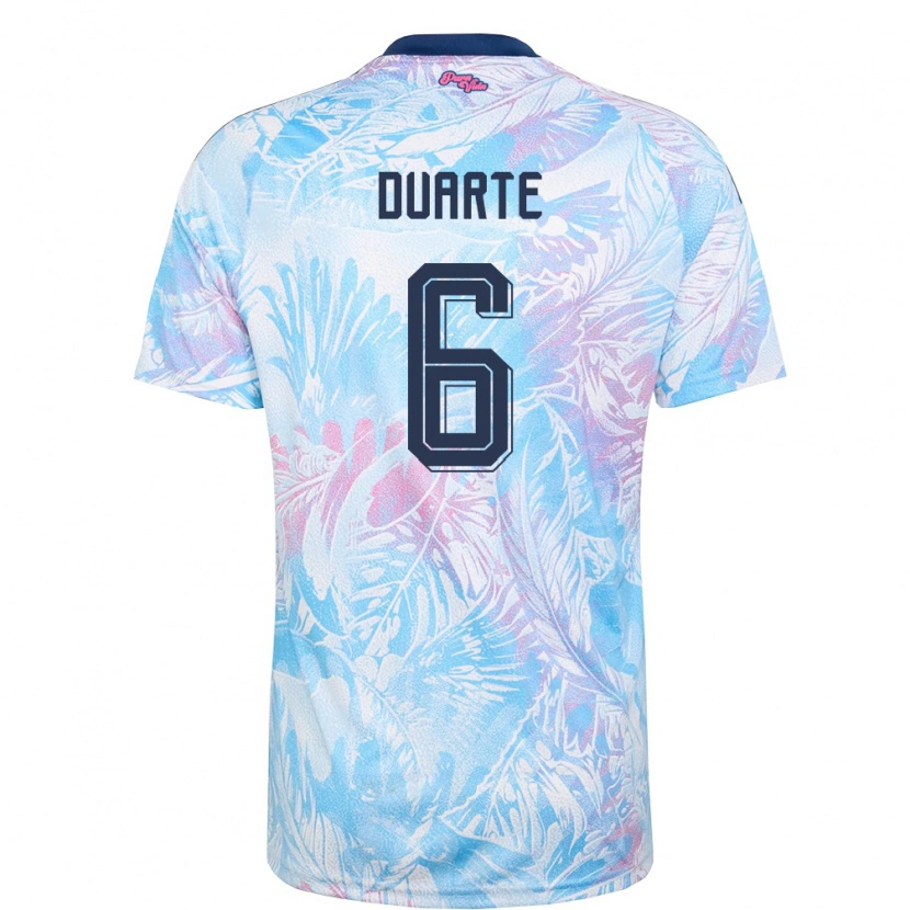 Danxen Hombre Camiseta Costa Rica Oscar Duarte #6 Azul Cielo Marino Rosa 2ª Equipación 26-28 La Camisa México
