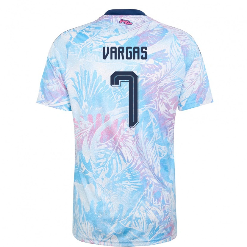 Danxen Hombre Camiseta Costa Rica Kenneth Vargas #7 Azul Cielo Marino Rosa 2ª Equipación 26-28 La Camisa México