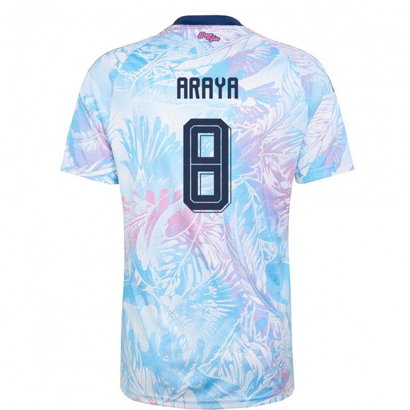 Danxen Hombre Camiseta Costa Rica Marshal Araya #8 Azul Cielo Marino Rosa 2ª Equipación 26-28 La Camisa México