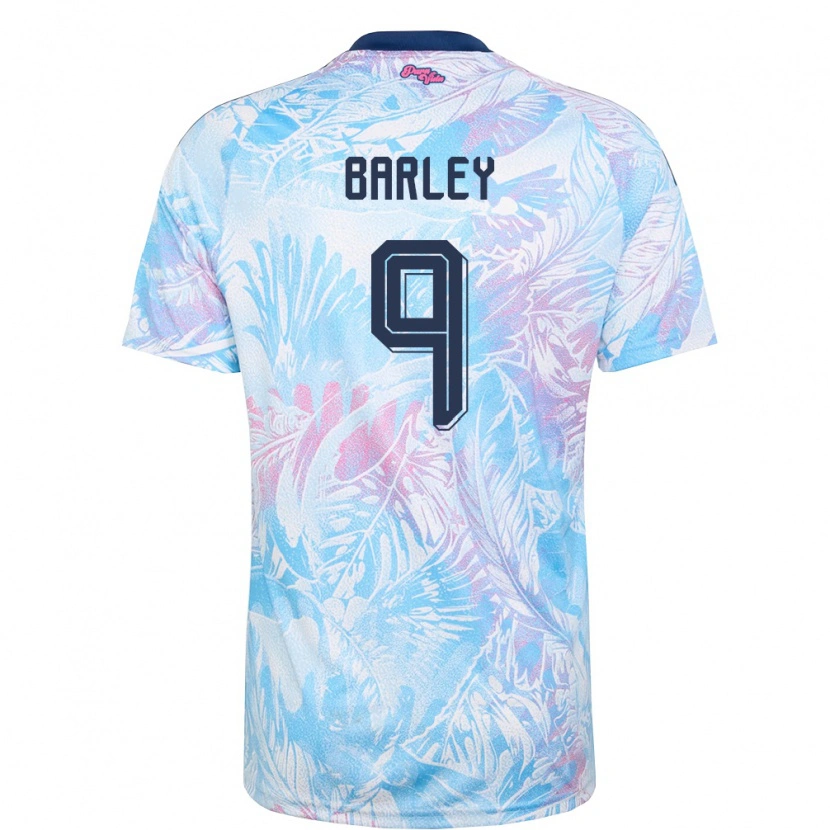 Danxen Hombre Camiseta Costa Rica Ethan Barley #9 Azul Cielo Marino Rosa 2ª Equipación 26-28 La Camisa México