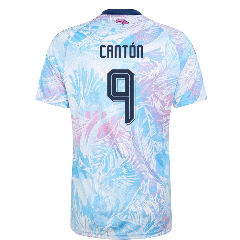 Danxen Hombre Camiseta Costa Rica Sebastián Cantón #9 Azul Cielo Marino Rosa 2ª Equipación 26-28 La Camisa México