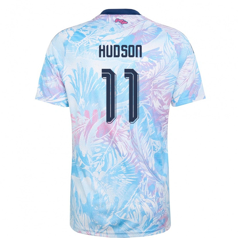 Danxen Hombre Camiseta Costa Rica Abner Hudson #11 Azul Cielo Marino Rosa 2ª Equipación 26-28 La Camisa México